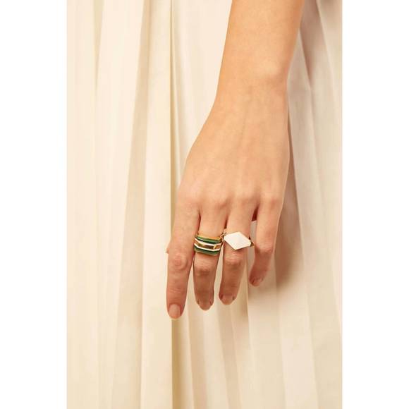 NEW ALIITA women's colores enamel ring in green - Picture 2 of 3